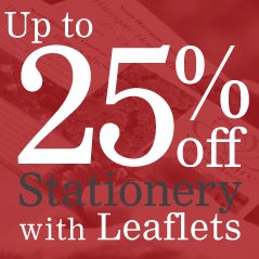 25% off Stationery with leaflets